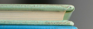 A book seen from the end.
