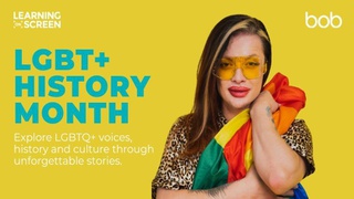 Woman holding a pride flag