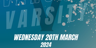 A graphic depicting the varsity logo and date