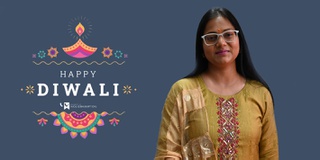 Diwali graphic with student
