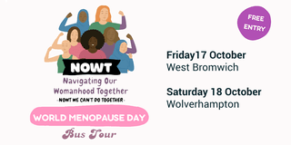 NOWT world menopause day bus tour graphic