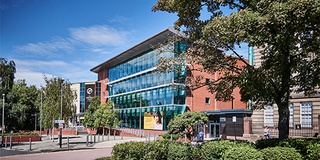 Harrison Library exterior on a sunny day