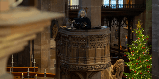 Chaplin Schofield at Carol Service view from mezzanine St Peters Church