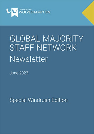 The Global Majority staff network's Windrush Edition Newsletter showing an image of the SS Empire Windrush ship