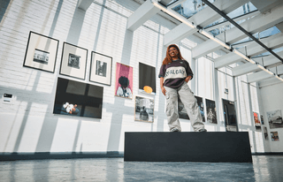 girl on block in gallery