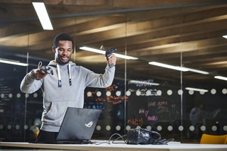 A student using computing technology