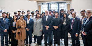 Group of students from Podar with the VC