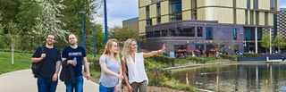 Photograph of students outside University Centre Telford building