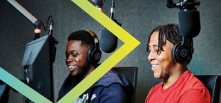 Students in recording studio