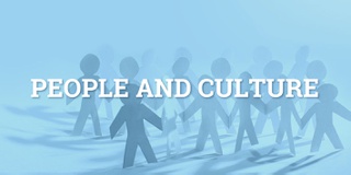 A graphic depicting shadows of people with the words People and Culture